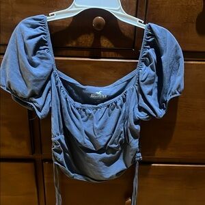 Hollister Women's Blue Puff Sleeve Top